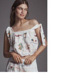 Anthropologie Pilcro Embroidered Patchwork Crop Tank Top NWT new size L